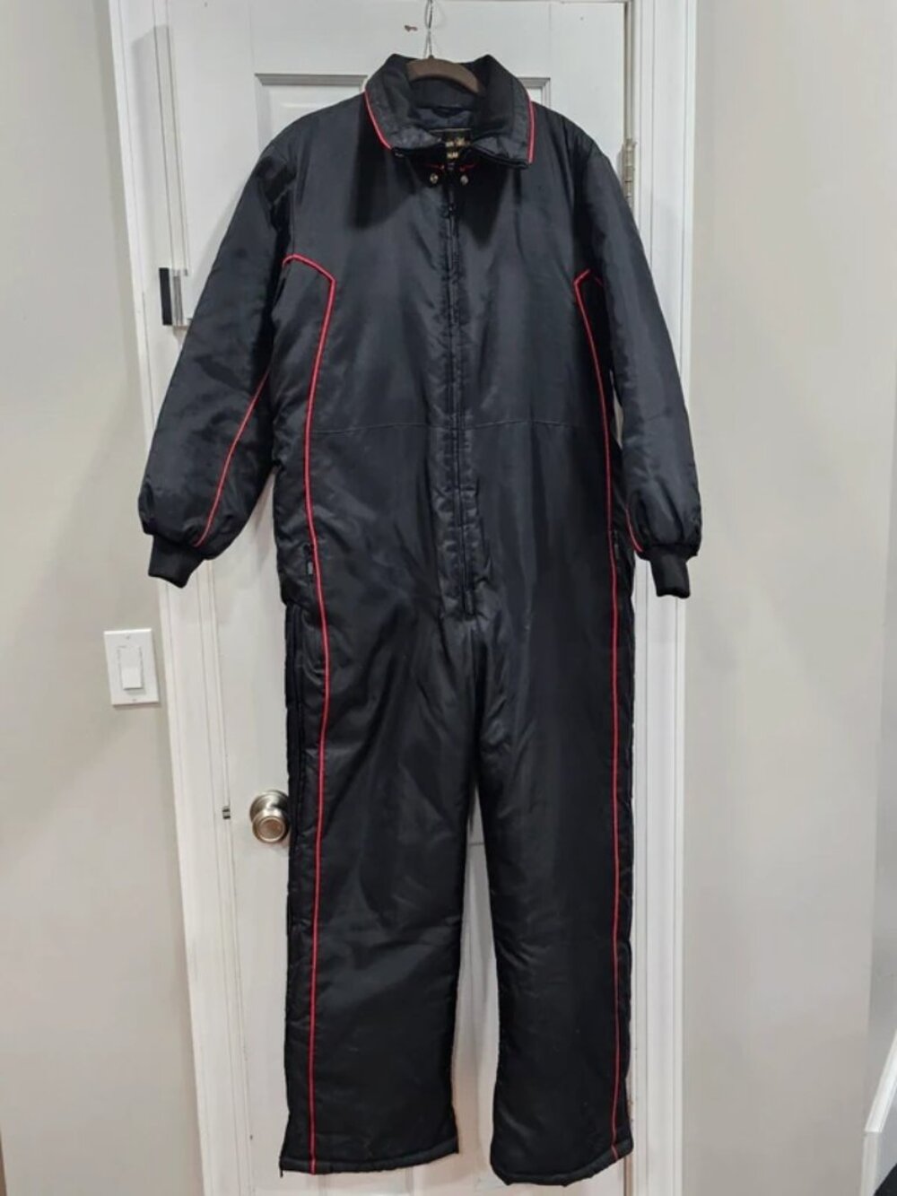 Vintage Yamaha Maxim Wear Snowmobile Ski Suit One Piece Black Red Womens Med
